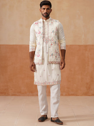 Ethnic Kurta Set with Multicolor Embroidery Jacket