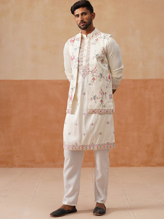 Ethnic Kurta Set with Multicolor Embroidery Jacket