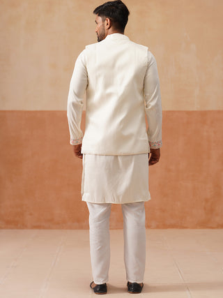 Ethnic Kurta Set with Multicolor Embroidery Jacket