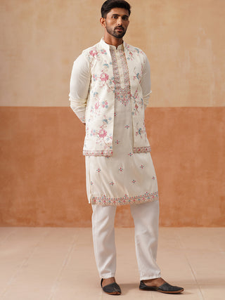 Ethnic Kurta Set with Multicolor Embroidery Jacket