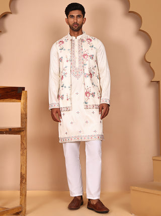 Ethnic Kurta Set with Multicolor Embroidery Jacket