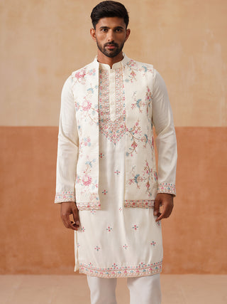 Ethnic Kurta Set with Multicolor Embroidery Jacket