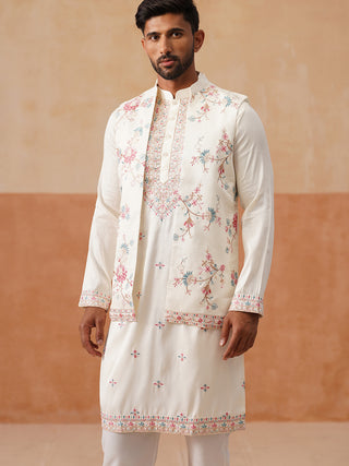 Ethnic Kurta Set with Multicolor Embroidery Jacket