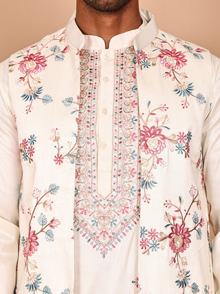 Ethnic Kurta Set with Multicolor Embroidery Jacket