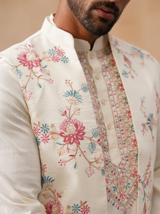Ethnic Kurta Set with Multicolor Embroidery Jacket