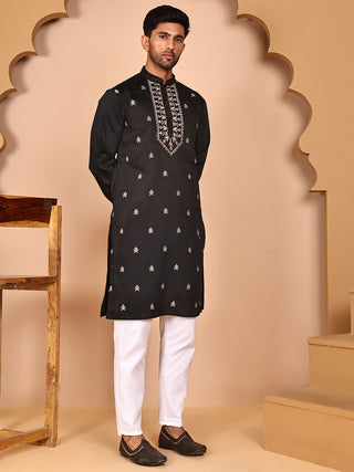 Embroidered Jacket with Classic Olive Kurta Set