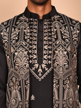 Embroidered Jacket with Classic Olive Kurta Set