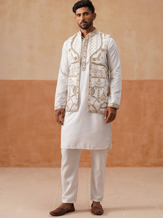 Embroidered Waistcoat and Kurta Pyjama For Men