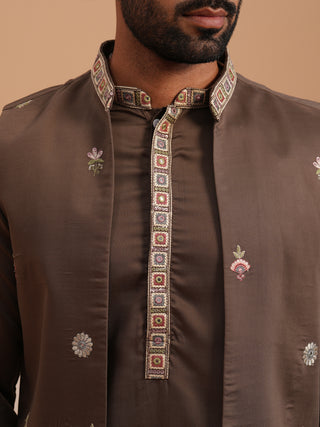 Embroidered Nehru Jacket with Kurta Pyjama Set