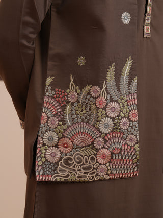 Embroidered Nehru Jacket with Kurta Pyjama Set