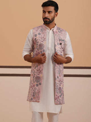 Festive Floral Embroidered Shrug Kurta Set