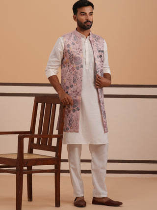 Festive Floral Embroidered Shrug Kurta Set