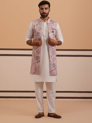 Festive Floral Embroidered Shrug Kurta Set