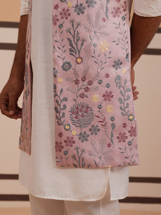 Festive Floral Embroidered Shrug Kurta Set