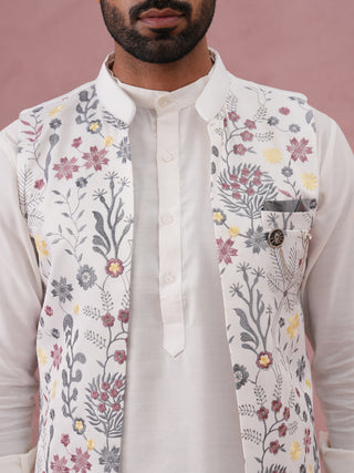 Festive Floral Embroidered Shrug Kurta Set