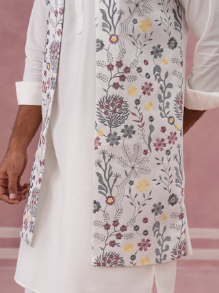 Festive Floral Embroidered Shrug Kurta Set