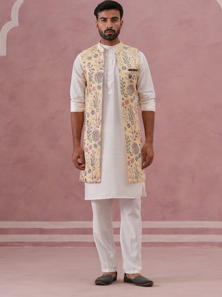 Festive Floral Embroidered Shrug Kurta Set