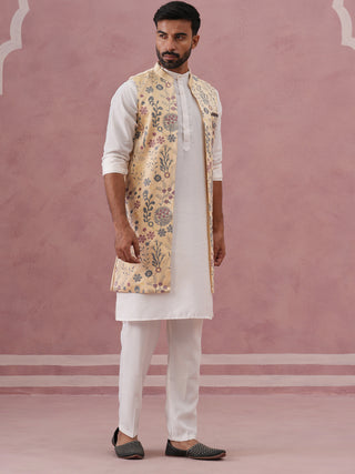 Festive Floral Embroidered Shrug Kurta Set