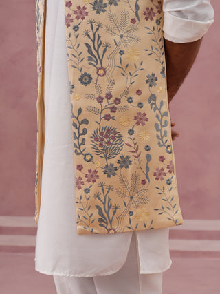 Festive Floral Embroidered Shrug Kurta Set