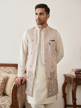 Embroidered Nehru Jacket with Kurta Pyjama Set