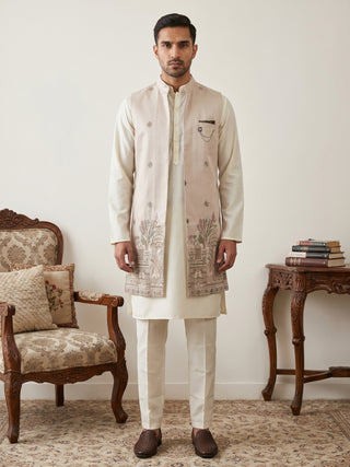 Embroidered Nehru Jacket with Kurta Pyjama Set