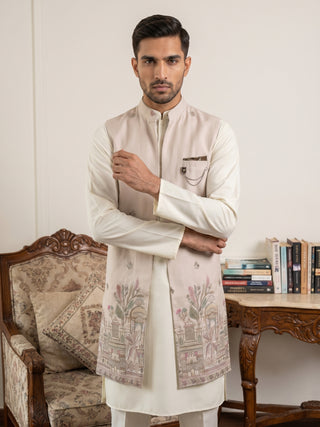 Embroidered Nehru Jacket with Kurta Pyjama Set