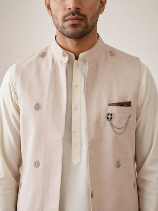 Embroidered Nehru Jacket with Kurta Pyjama Set