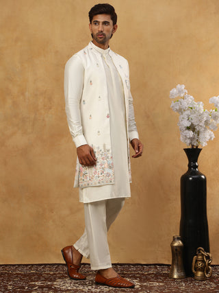 Embroidered Nehru Jacket with Kurta Pyjama Set