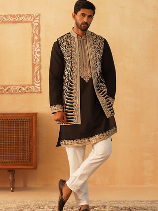 Men's Embroidered Waistcoat and Kurta Pyjama.