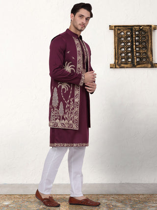 Men's Embroidered Waistcoat and Kurta Pyjama