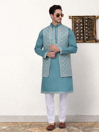 Men's Embroidered Waistcoat and Kurta Pyjama