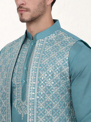 Men's Embroidered Waistcoat and Kurta Pyjama