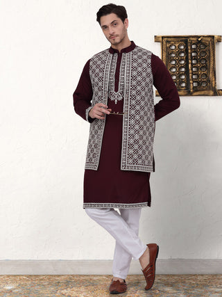 Men's Embroidered Waistcoat and Kurta Pyjama