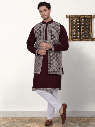 Men's Embroidered Waistcoat and Kurta Pyjama