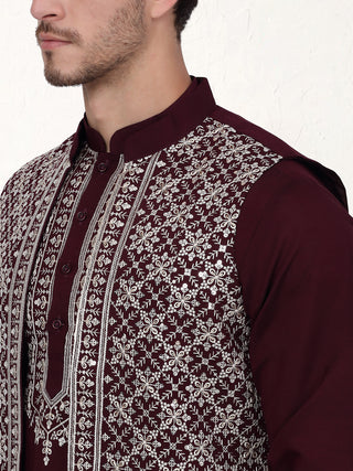 Men's Embroidered Waistcoat and Kurta Pyjama