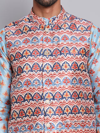 Printed Nehru Jacket & Kurta Pyjama Set