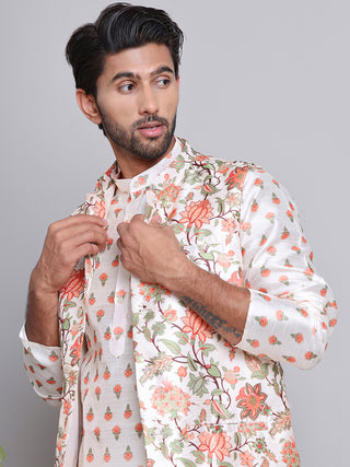 Printed Nehru Jacket & Kurta Pyjama Set