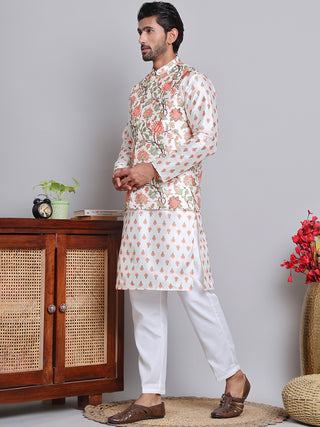 Printed Nehru Jacket & Kurta Pyjama Set