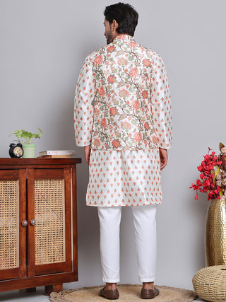 Printed Nehru Jacket & Kurta Pyjama Set