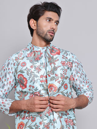 Printed Nehru Jacket & Kurta Pyjama Set