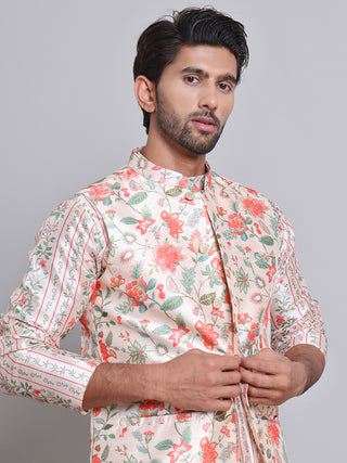 Printed Nehru Jacket & Kurta Pyjama Set