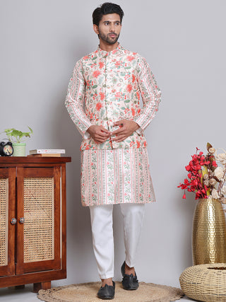 Printed Nehru Jacket & Kurta Pyjama Set