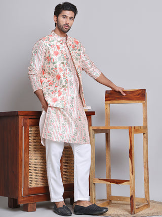 Printed Nehru Jacket & Kurta Pyjama Set