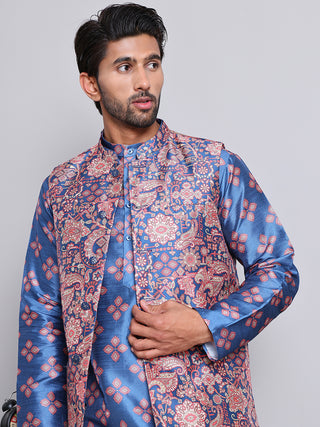 Printed Nehru Jacket & Kurta Pyjama Set