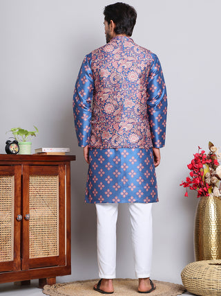 Printed Nehru Jacket & Kurta Pyjama Set