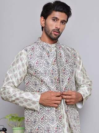 Printed Nehru Jacket & Kurta Pyjama Set