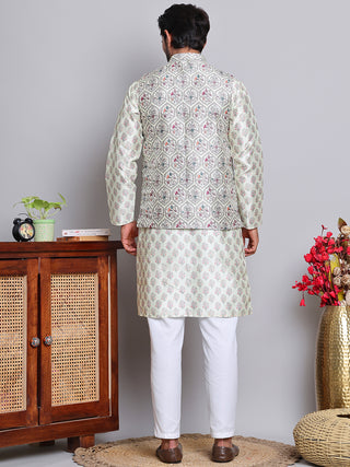 Printed Nehru Jacket & Kurta Pyjama Set