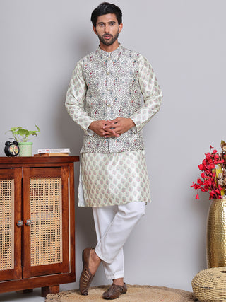 Printed Nehru Jacket & Kurta Pyjama Set