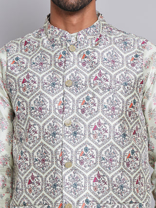 Printed Nehru Jacket & Kurta Pyjama Set