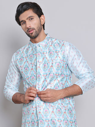 Printed Nehru Jacket & Kurta Pyjama Set